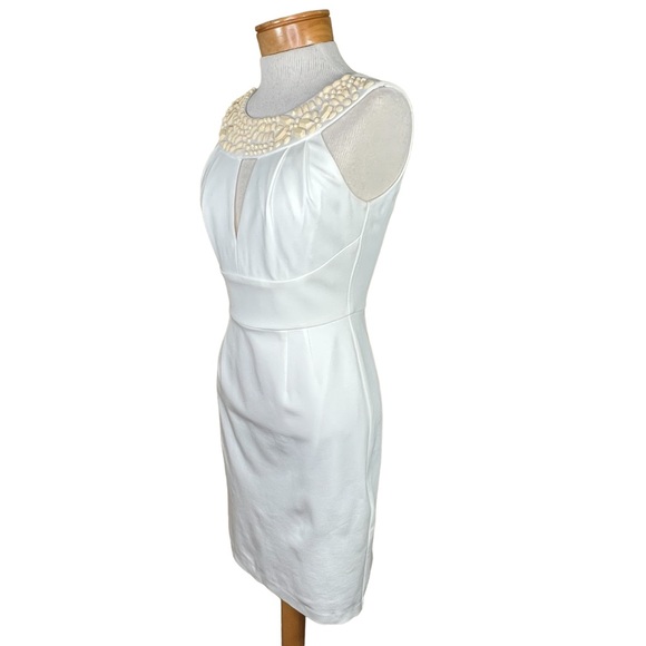 Trina Turk Ivory White Knit Cocktail Sheath Dress Faceted Beaded Neckline 4 NWT - Picture 15 of 15